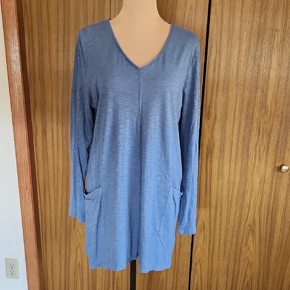 J. Jill Light Blue V-Neck Tunic with Long Sleeves